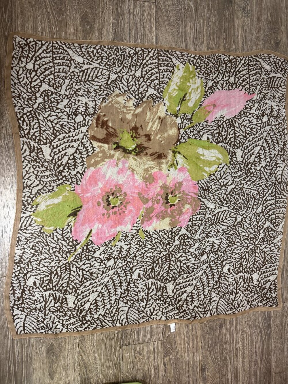 100 Silk Scarf 41 X 41 Pink Flower
